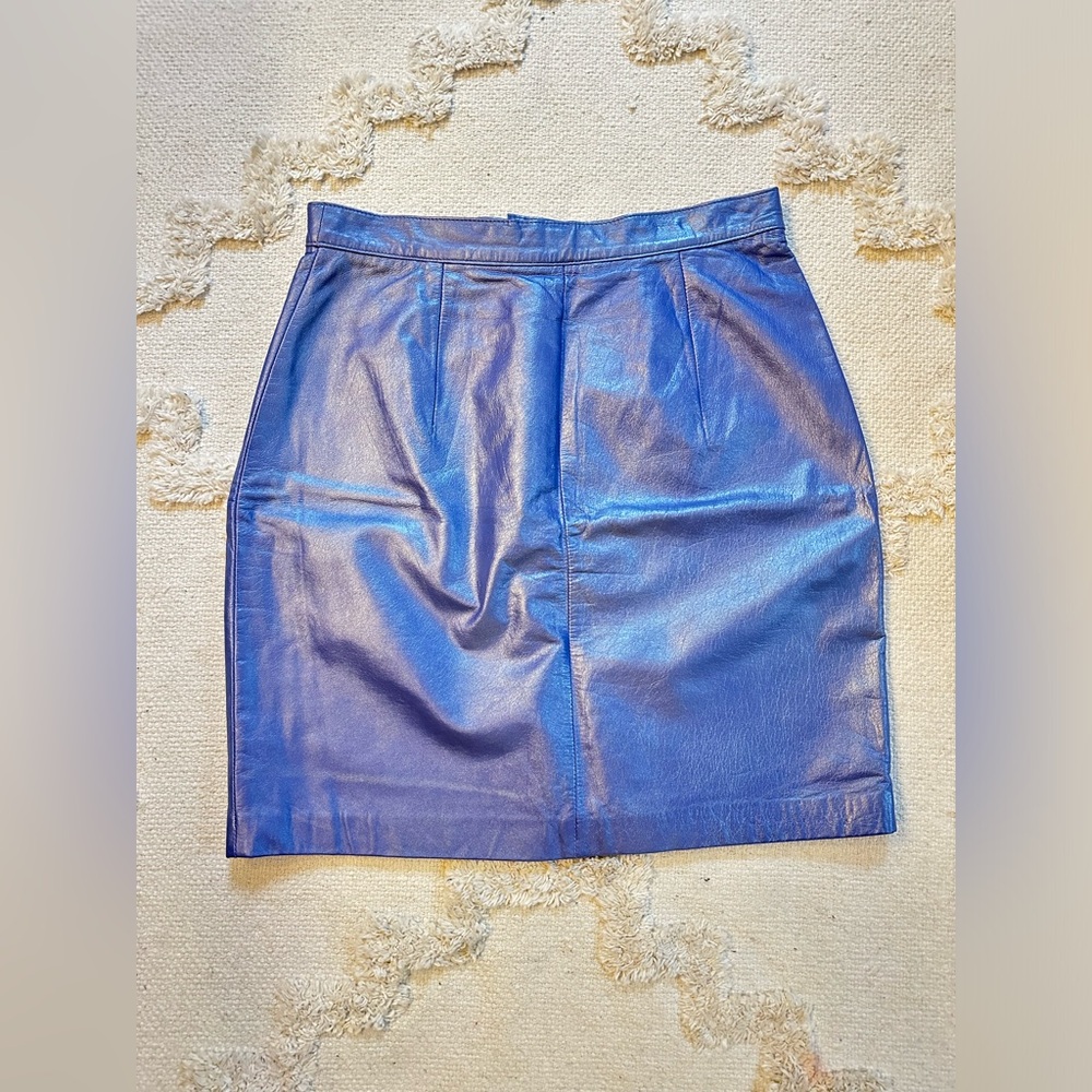 Vintage Periwinkle Leather Skirt